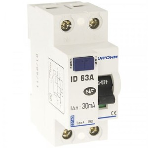 Interrupteur différentiel 63A - 1P+N - 30mA - type A - Eur'ohm 23163 EUR'OHM